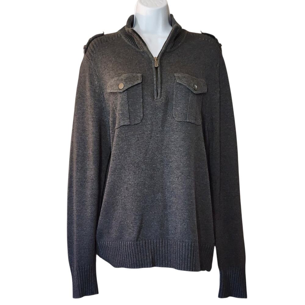 Apt 9 Womens Pullover Tunic Sweater Size S Gray 1/4 Zip Mock Neck Pockets - Picture 3 of 13
